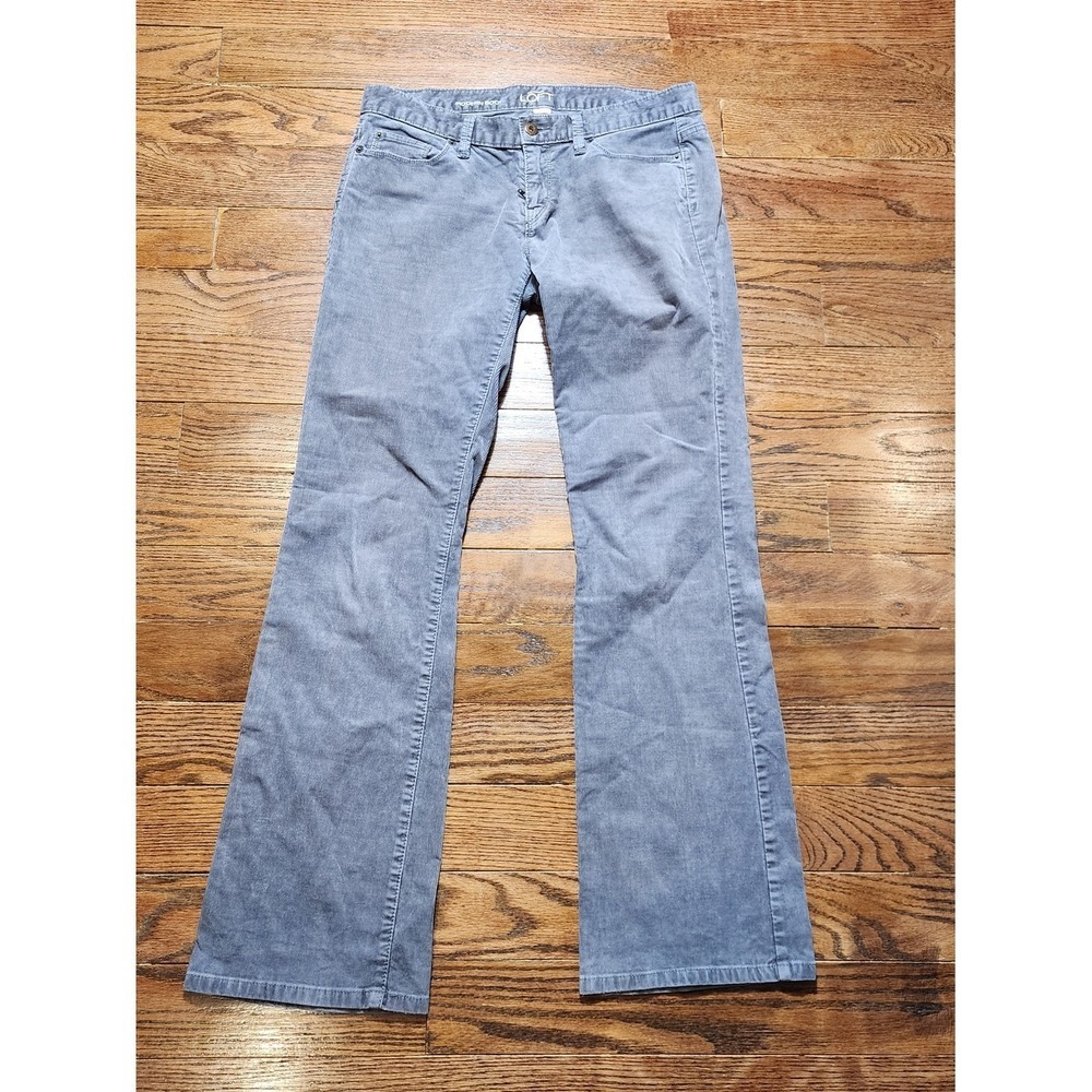 LOFT Corduroy Pants Women 32 Gray Modern Bootcut Boho Casual Fall